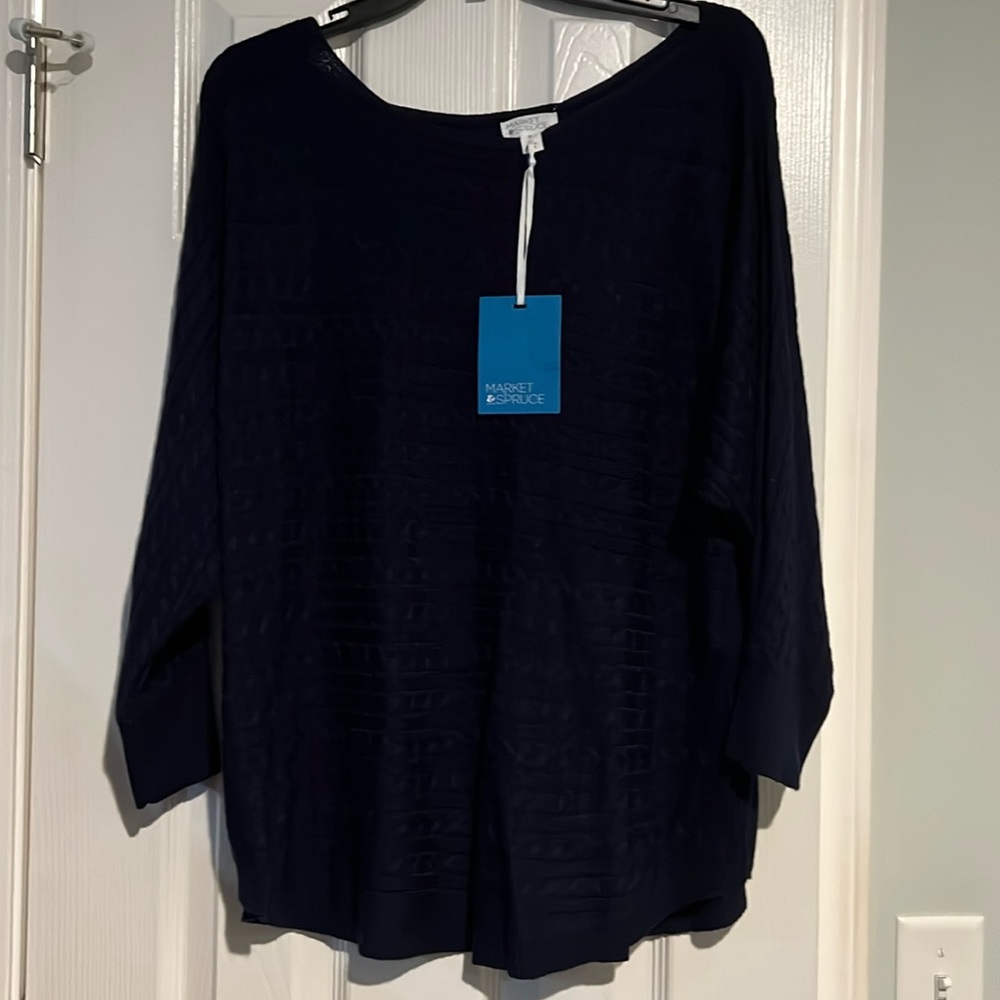 Market & Spruce women’s Reviera Cable Knit Dolman Sweater. Size XL. Navy color.